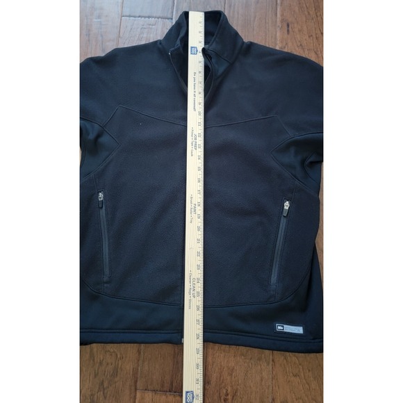 REI Men's Long Sleeve Full Zip Pockets Black Fleece Jacket Outdoors Sz Med - Picture 7 of 8